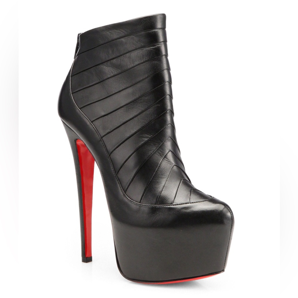 CHRISTIAN LOUBOUTIN Nappa Amor 160 Platform Ankle Booties Size 39.5 Black